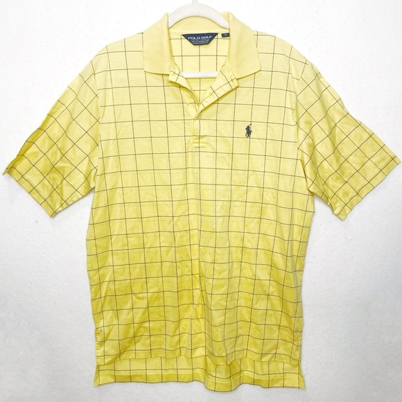 Polo Golf Ralph Lauren Polo Shirt Butter Yellow Grid Windowpane Men’s Medium - Picture 1 of 7